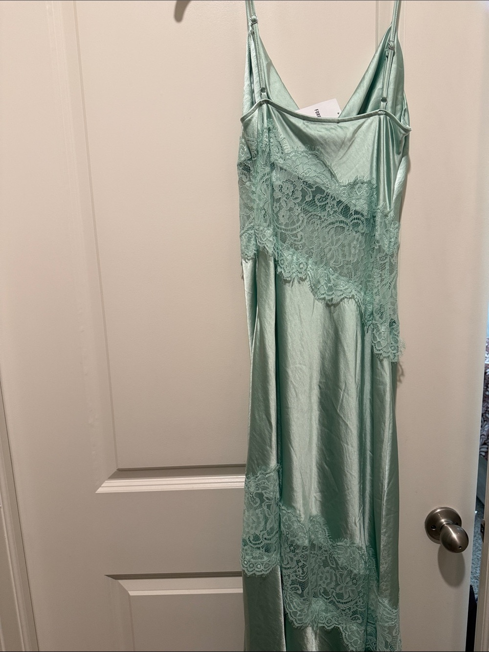 Forever 21 Mint Green Satin Lace Slip Dress - Picture 4 of 4